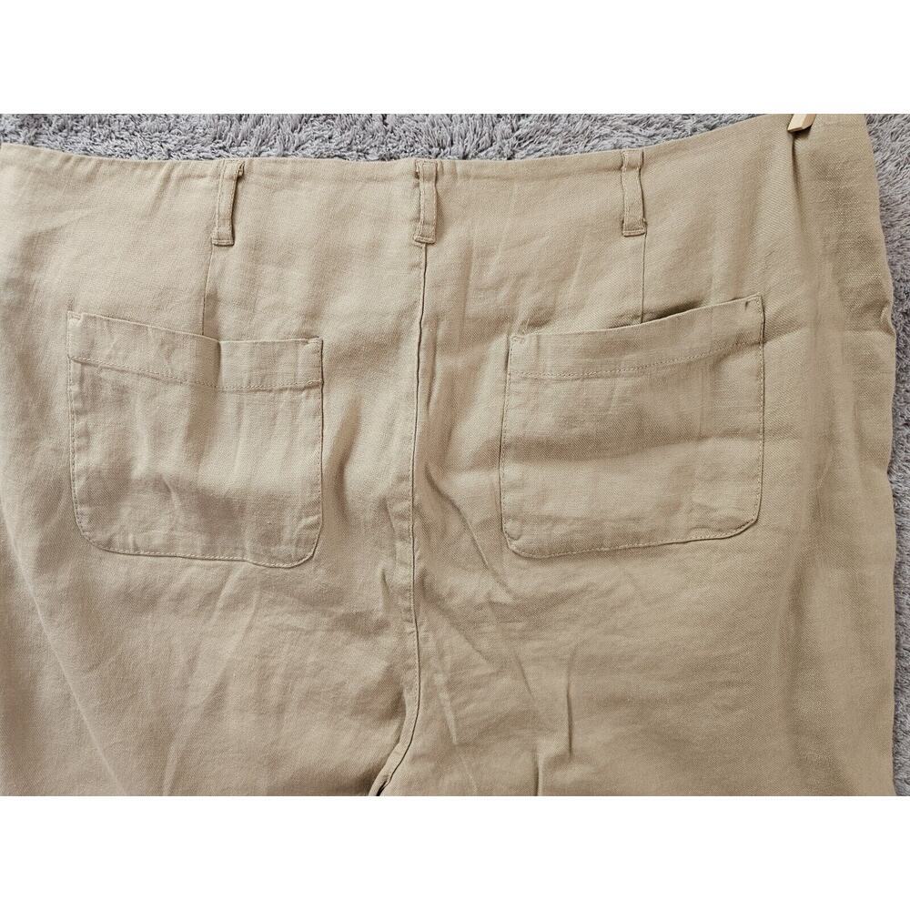 NWOT: NYDJ pants Marilyn stretch linen trousers Straight Tan Flat front size 14 - Picture 5 of 5